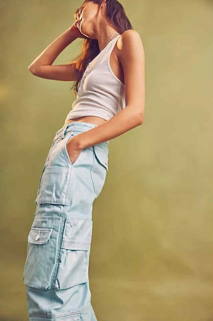 Free People We The Free Lap Of Luxury Barrel Cargo Jeans - Size 28