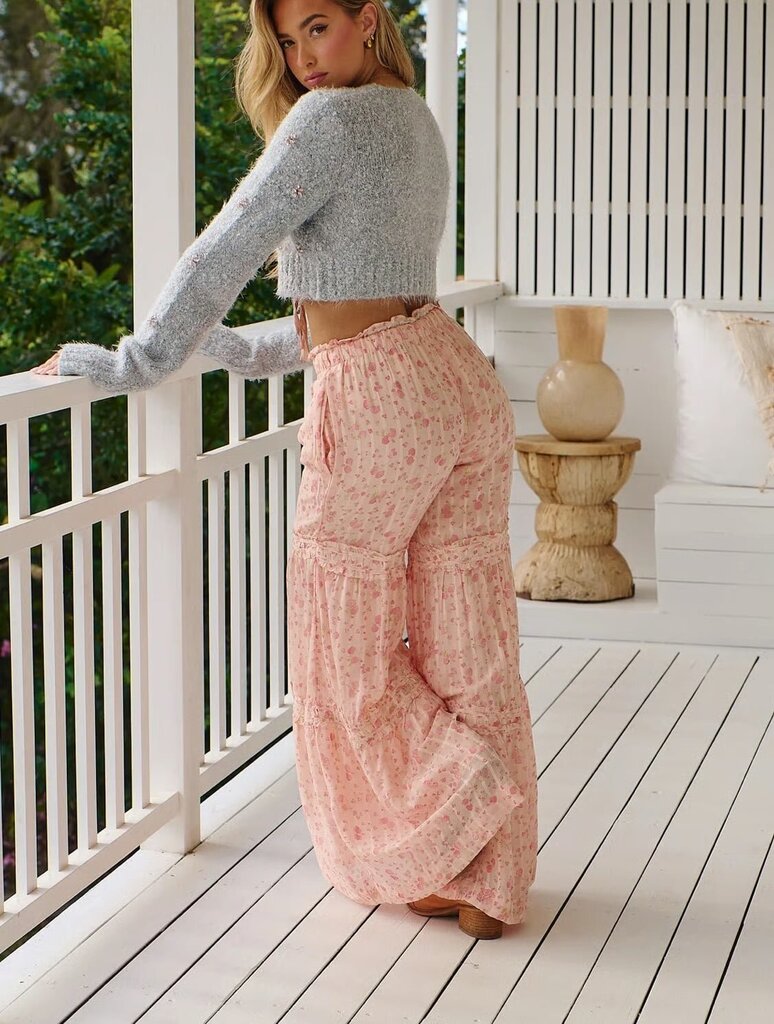 Free People NWT Flared Pull On Pants In Pink - Size Medium