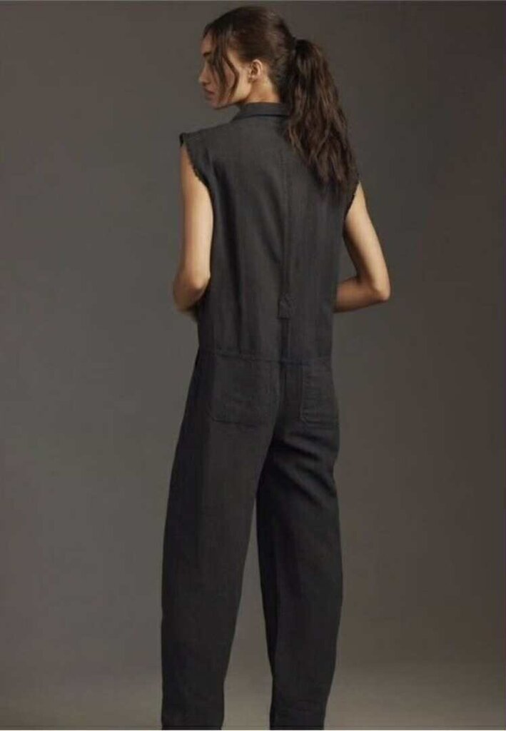 Pilcro Sleeveless Mechanic Romper In Grey- Size Xs