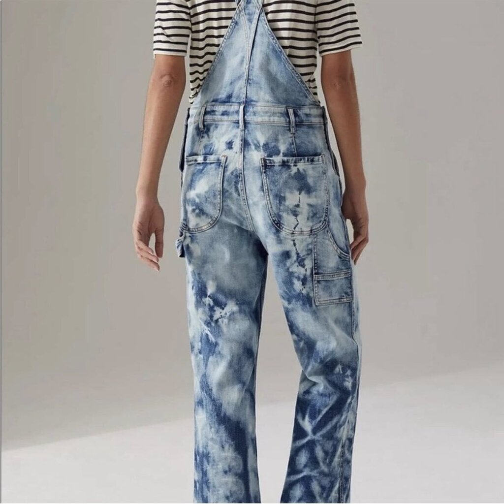 Pilcro & The Letterpress Bleached Tie-Dye Denim Painters Overalls - Size 26