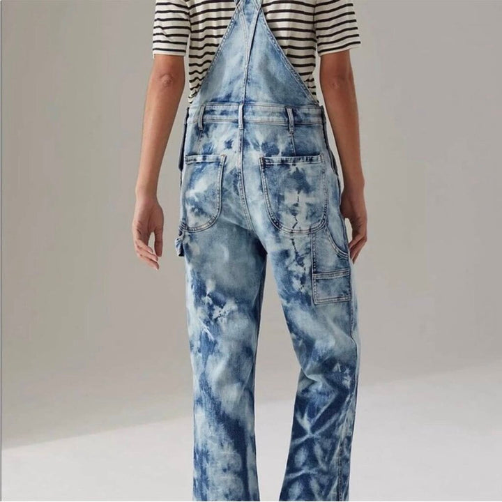 Pilcro & The Letterpress Bleached Tie-Dye Denim Painters Overalls - Size 26