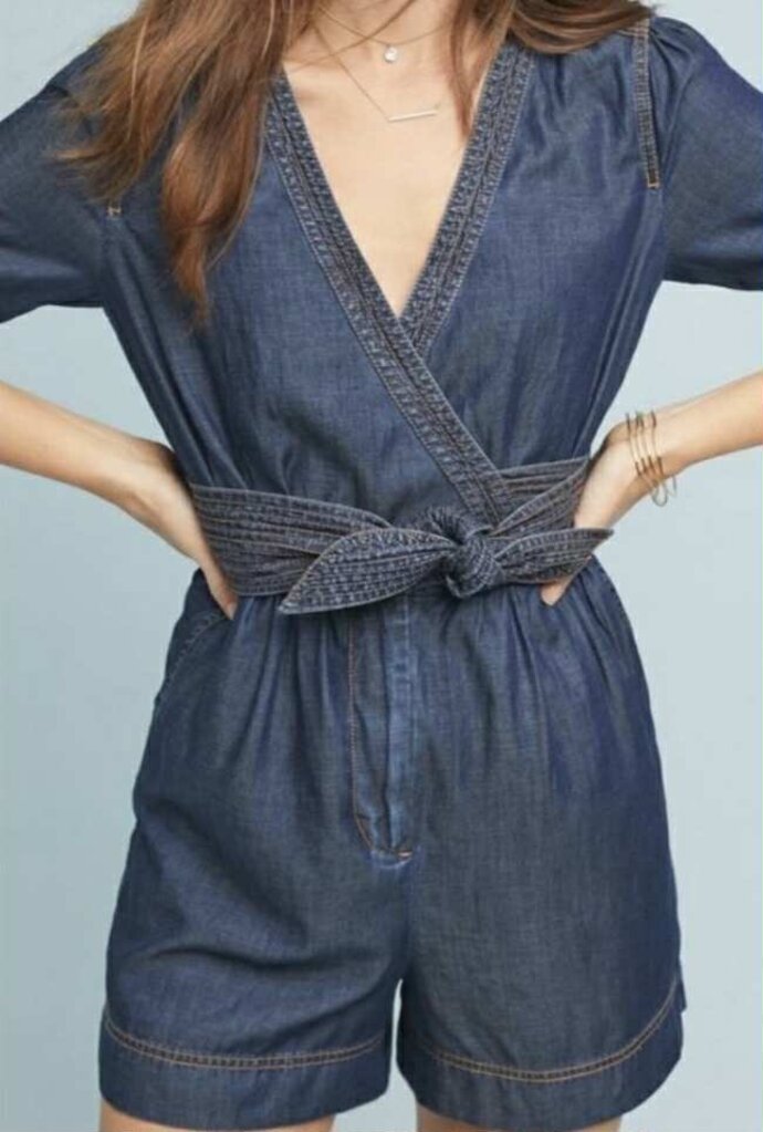 Pilcro Belted Denim Romper - Size 0