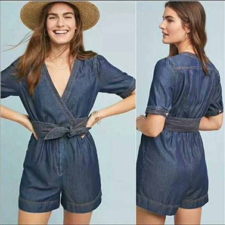 Pilcro Belted Denim Romper - Size 0