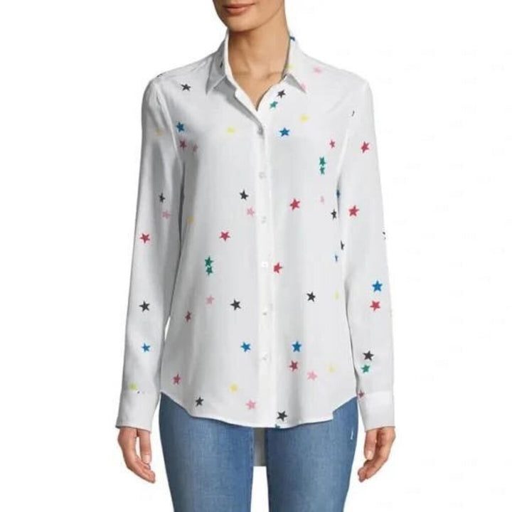 Equipment Essential Star Print Silk Top - Size XS