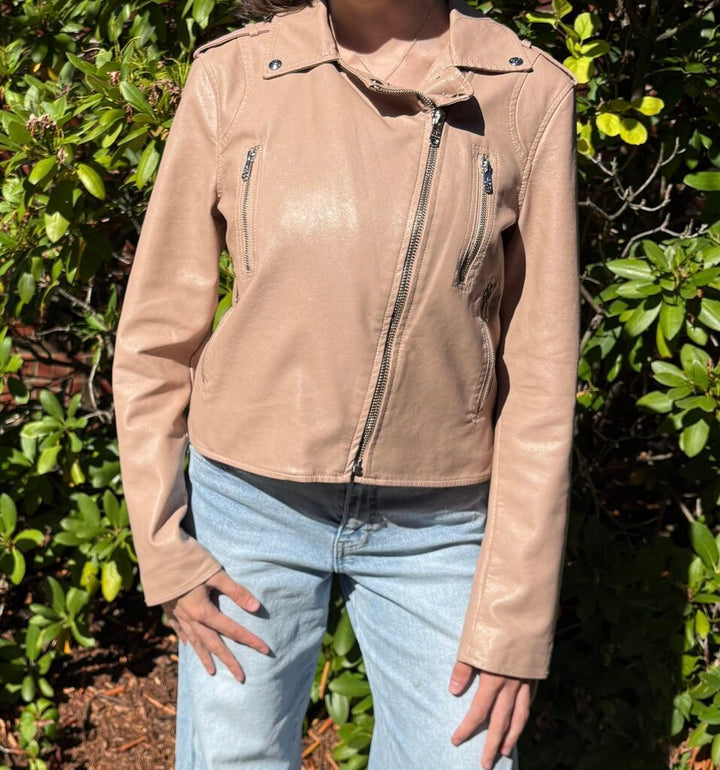 Sam Edelman Faux Leather Cropped Moto Jacket - Size Medium