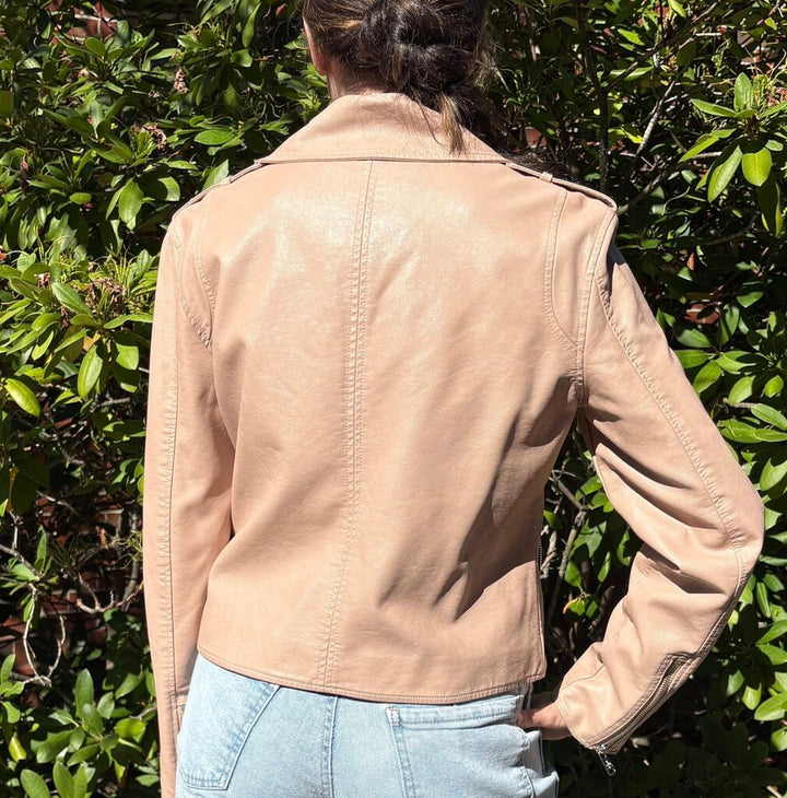 Sam Edelman Faux Leather Cropped Moto Jacket - Size Medium