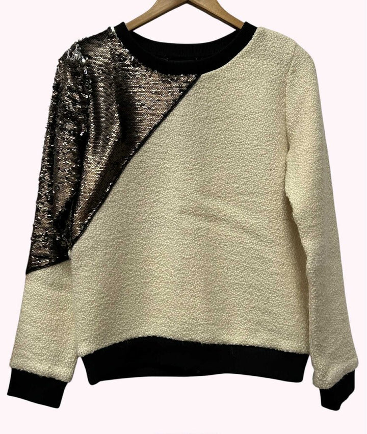 Sachin + Babi Colorblock Wool Sequin Crewneck Sweater - Size Small