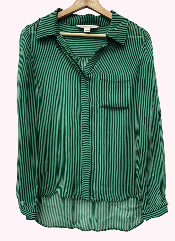 Diane Von Furstenberg Silk Pinstripe Button-down - Size 4