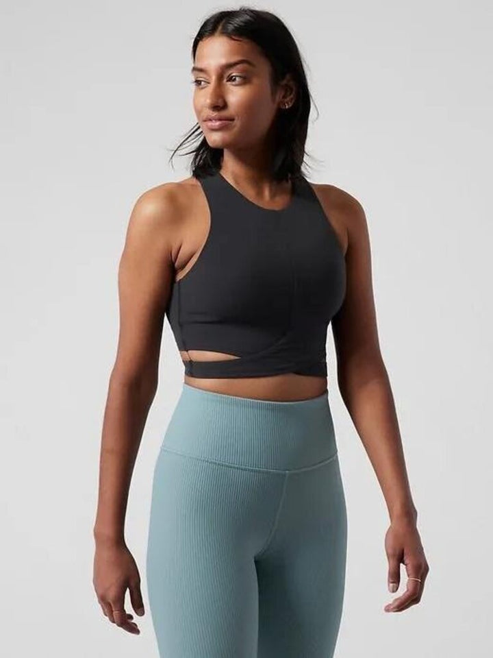 Athleta NWT Conscious Cut Out Crop Top D-DD Black - Size Medium