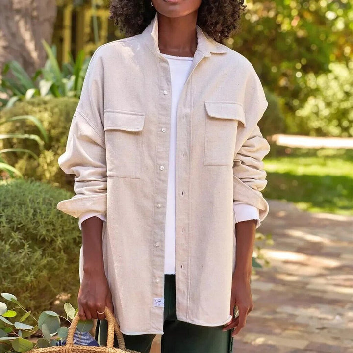 Frank & Eileen NWT Mcloghlins Natural Canvas Oversized Top - Size Medium/Large (retails $328)