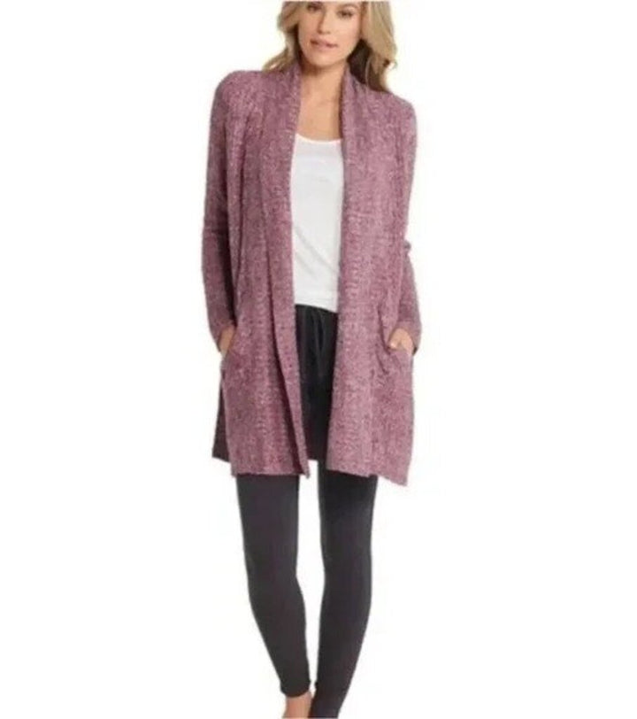 Barefoot Dreams Cozychic Lite Montecito Cardigan in Burgundy - Size 1X