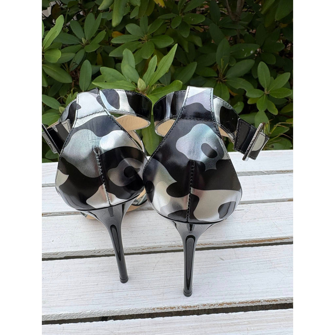 Jimmy Choo Lottie Metallic Leopard Print Heels - Size 39.5