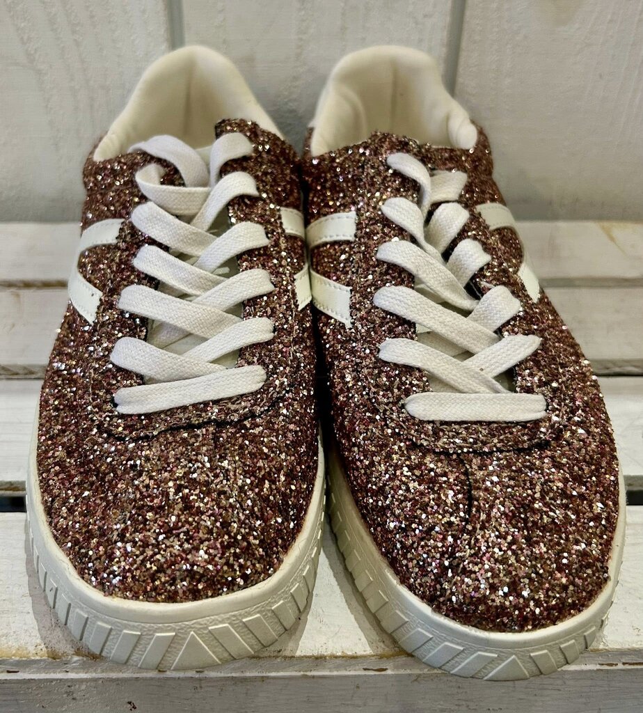 Tretorn Women's Sneakers Nylite Glitter in Rose Gold - Size 8.5
