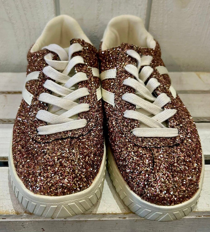 Tretorn Women's Sneakers Nylite Glitter in Rose Gold - Size 8.5