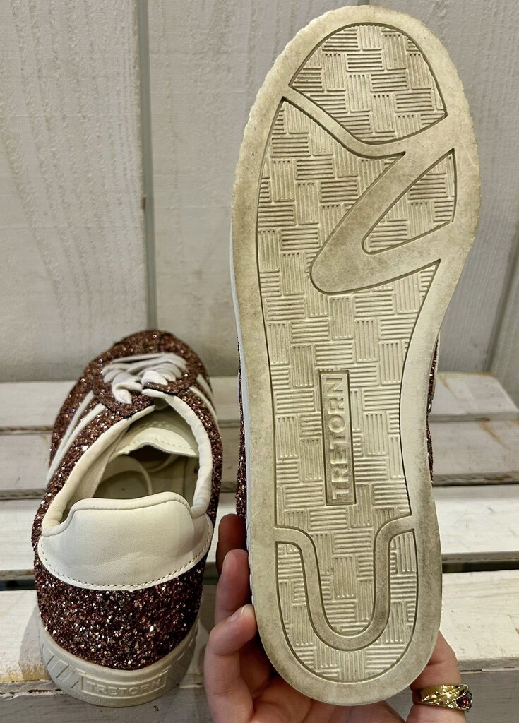 Tretorn Women's Sneakers Nylite Glitter in Rose Gold - Size 8.5