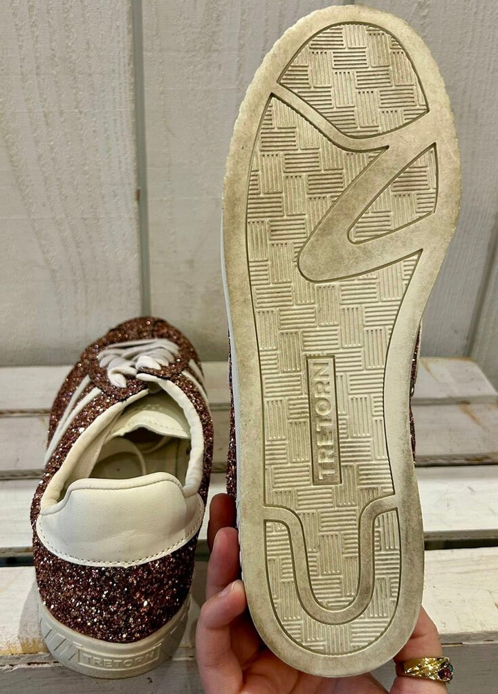 Tretorn Women's Sneakers Nylite Glitter in Rose Gold - Size 8.5