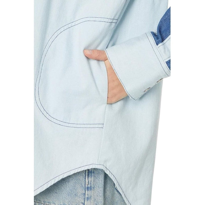 Free People Women's Moto Color Block Shirt - Size Small (Retails $138)