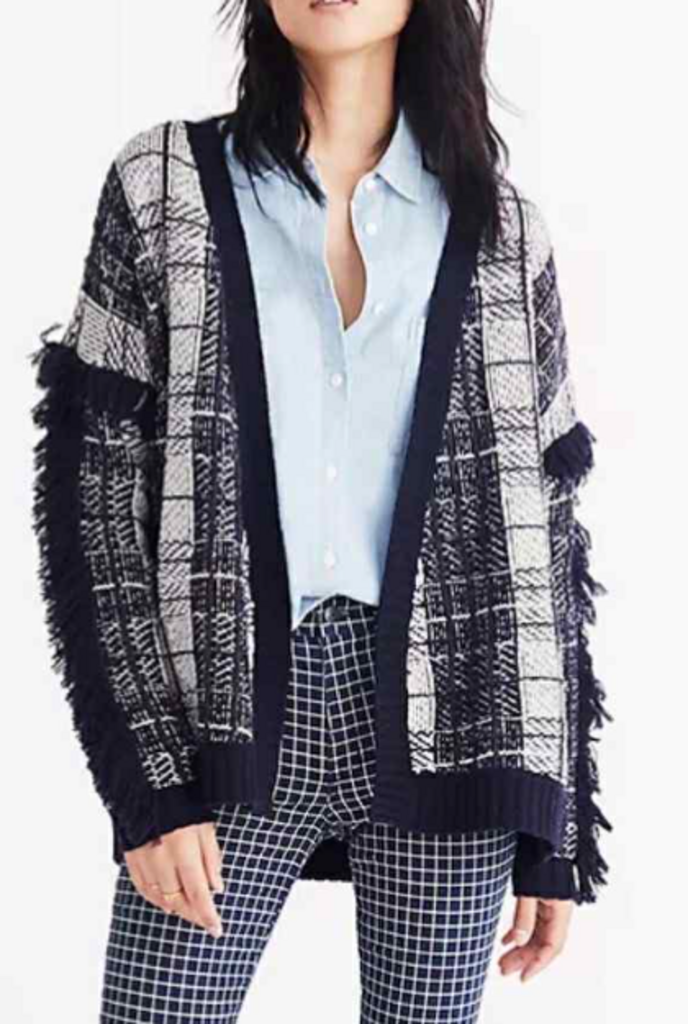 Madewell Plaid Fringe Cardigan - Size Medium
