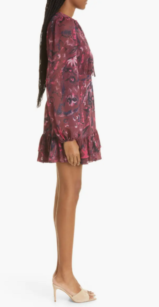 Ted Baker Verino Floral Print Long Sleeve Tiered Minidress - Size 1