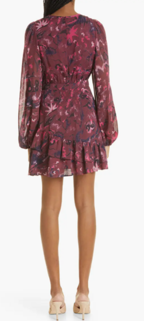 Ted Baker Verino Floral Print Long Sleeve Tiered Minidress - Size 1