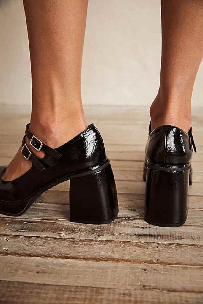 Free People Ruby Double Strap Platform Mary Jane Heels - Size 37.5