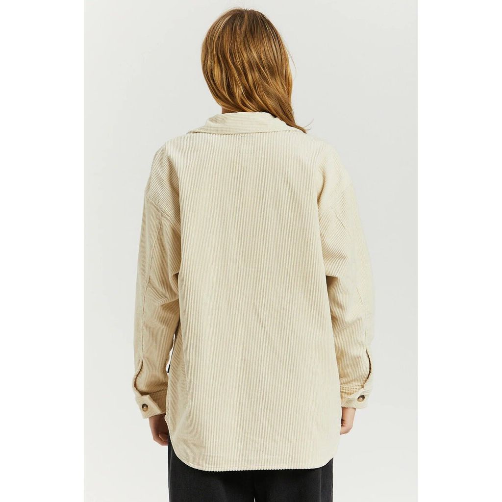 Dr Denim Mona Overshirt in Off White Cord - Size Large