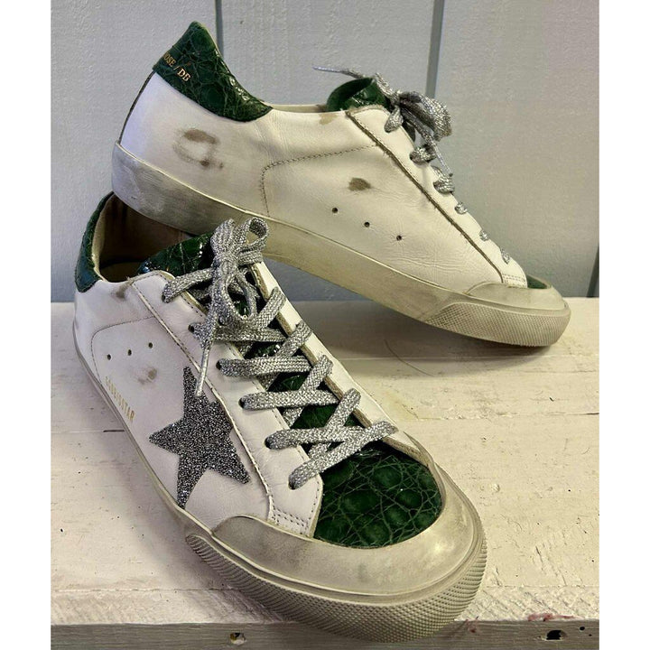 Golden Goose Superstar Crystal Crocodile Low-Top Sneakers - Size 40
