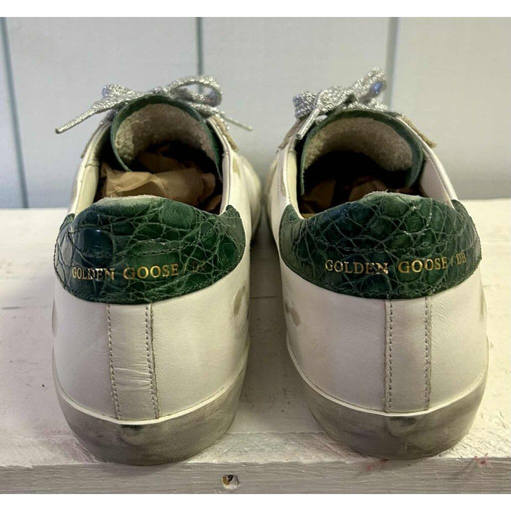 Golden Goose Superstar Crystal Crocodile Low-Top Sneakers - Size 40