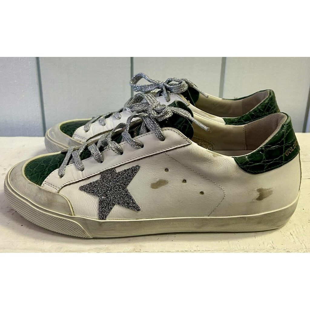 Golden Goose Superstar Crystal Crocodile Low-Top Sneakers - Size 40