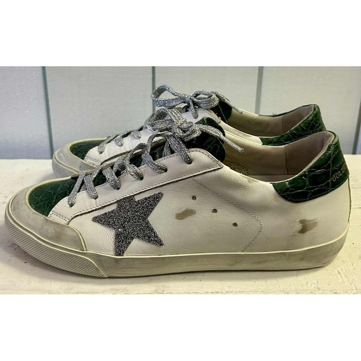 Golden Goose Superstar Crystal Crocodile Low-Top Sneakers - Size 40