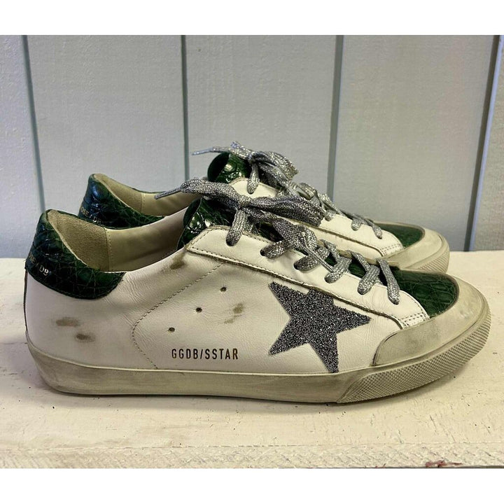 Golden Goose Superstar Crystal Crocodile Low-Top Sneakers - Size 40