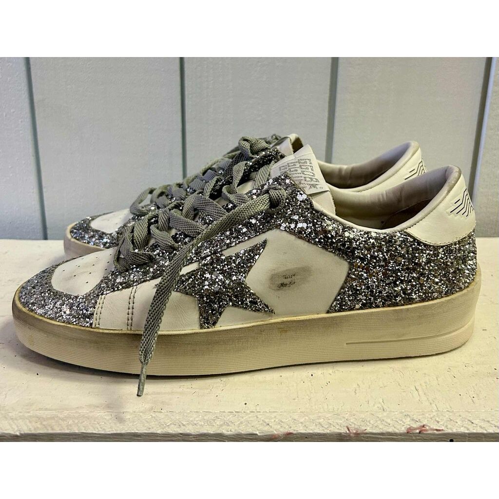 Golden Goose Stardan Glitter Low-Top White Silver - Size 40