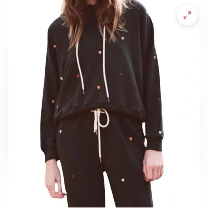 The Great Teammate Embroidered Hearts Hoodie In Grey - Size Large