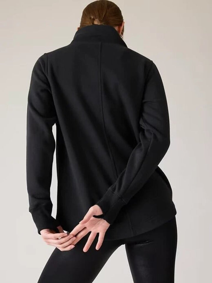 Athleta Cozy Karma Twist Neck Pullover In Black - Size XXS