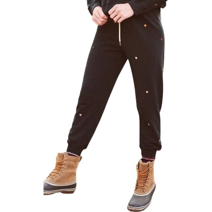 The Great Cropped Embroidered Hearts Sweatpants - Size Large