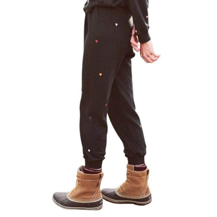 The Great Cropped Embroidered Hearts Sweatpants - Size Large