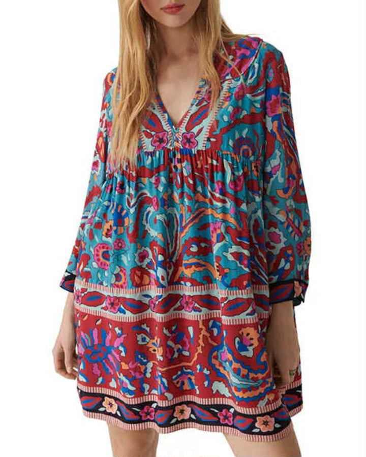 Ba&sh Maureen Floral Border Print Dress - Size Medium