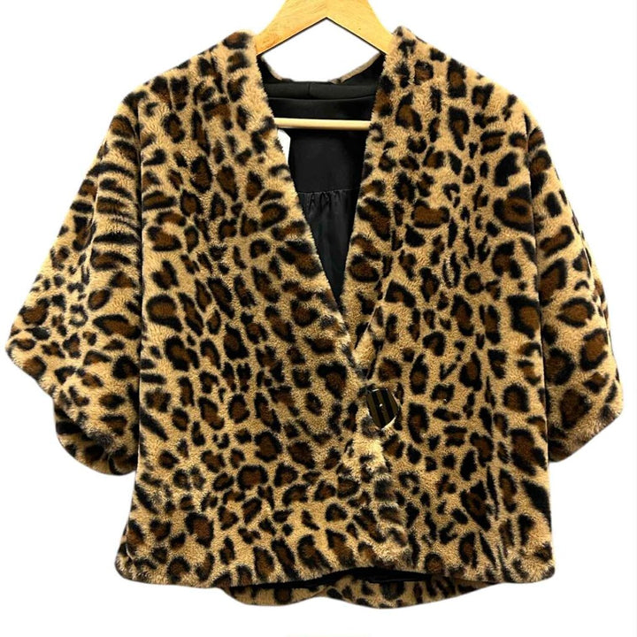 Alembika Faux Fur Kimono Jacket in Cheetah - Size Small