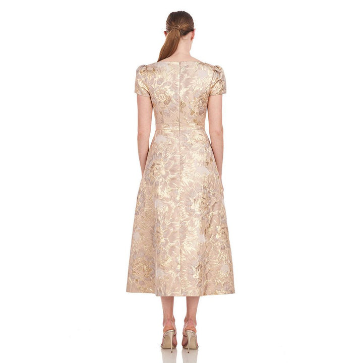 Kay Unger NWT Finleigh Metallic Floral Midi Dress - Size 2 (Retails for $388)