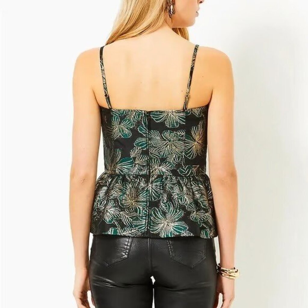 Lilly Pulitzer NWT Stephanie Top in Noir Enchanted Evening Orga - Size 4 (Retails for $168)