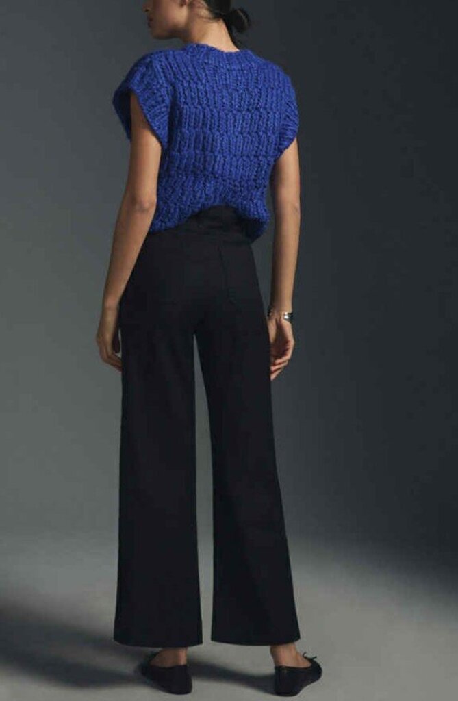 Maeve The Colette Linen Blend Crop Wide-Leg Pants in Black - Size 29