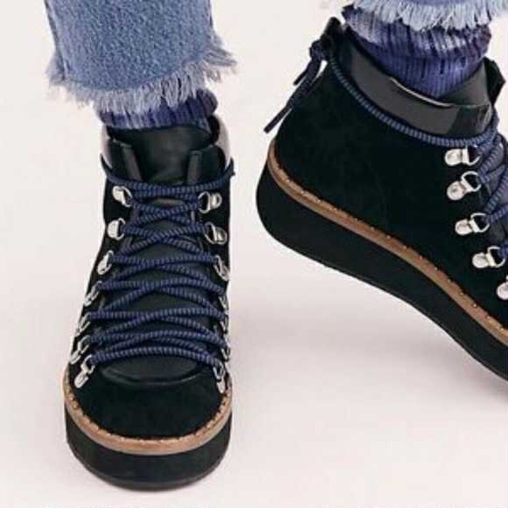 Free People Durango Platform Hiker Boots In Black - Size 41