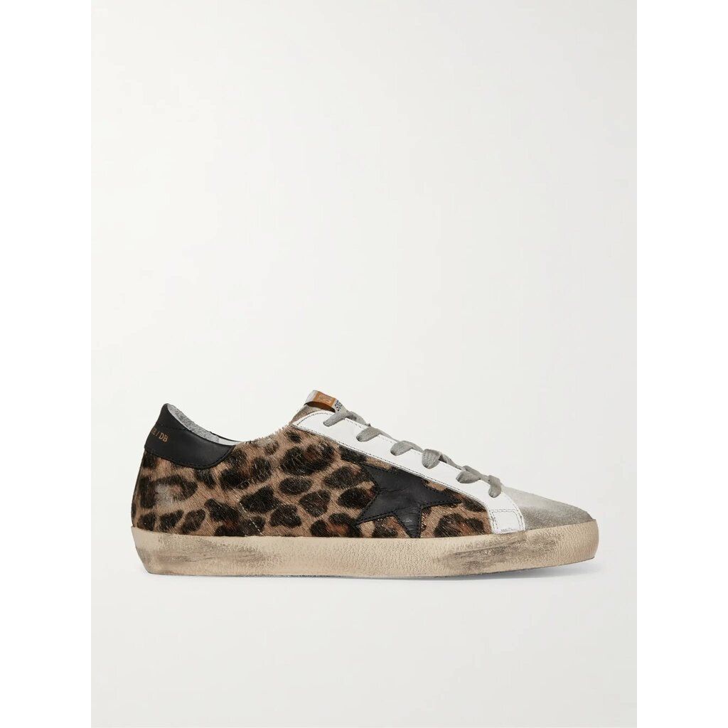 Golden Goose Superstar Distressed Leopard Print Sneakers - Size 37 (Retails for $625)