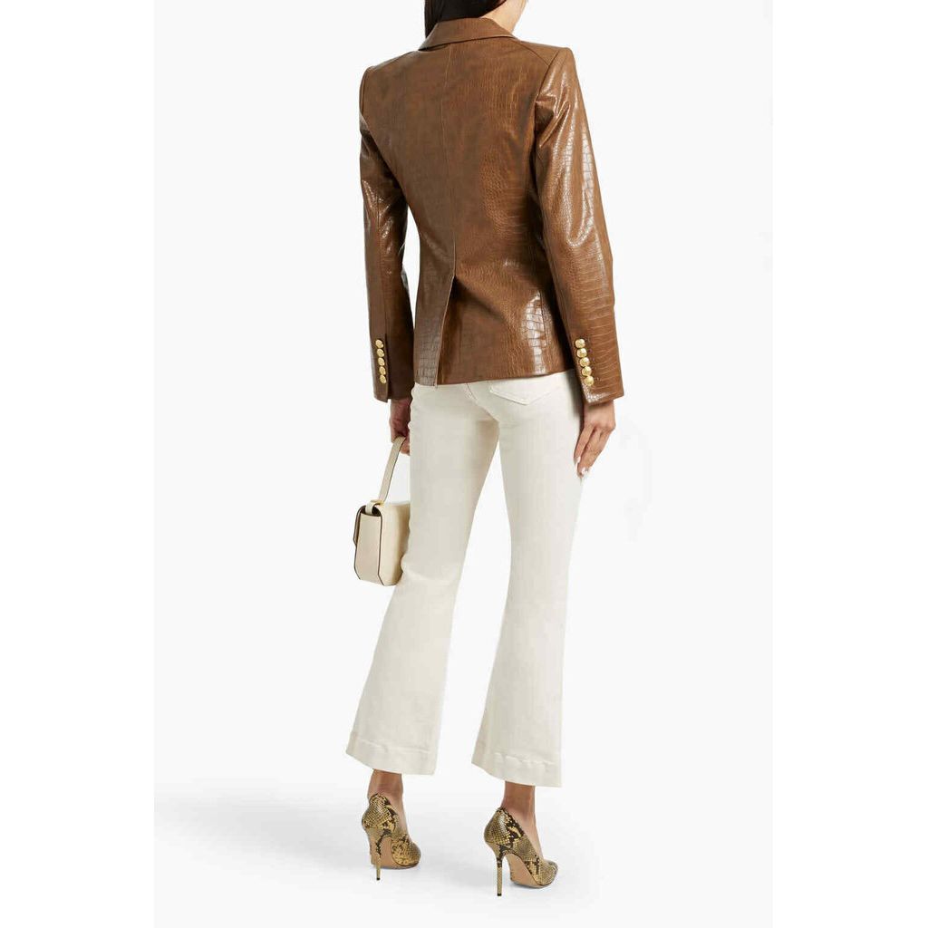Veronica Beard Lawrence Dickey Croc-Effect Blazer in Brown - Size 2 (Retails for $698)