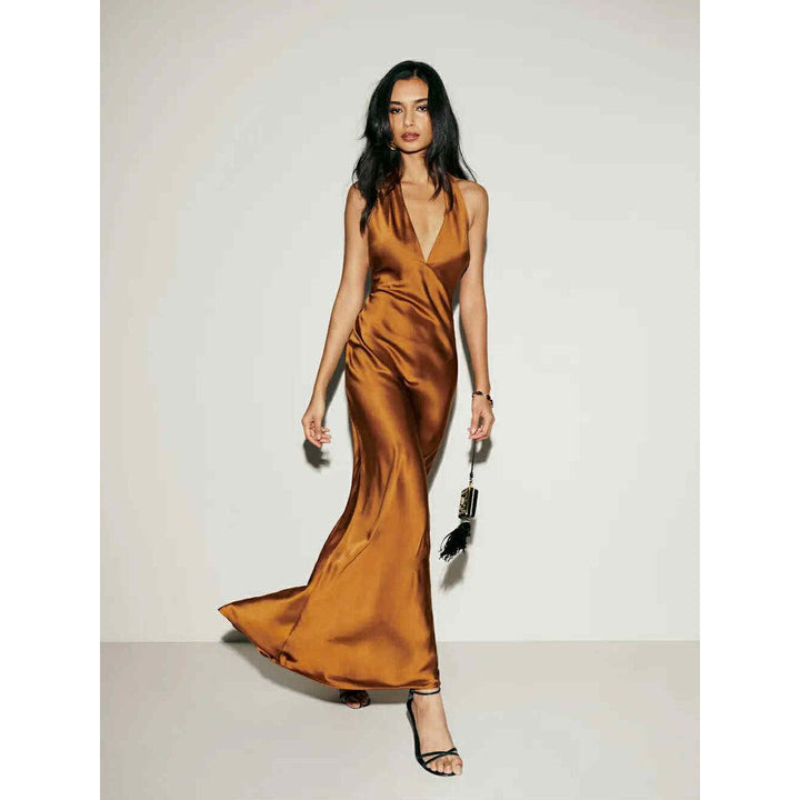 Reformation NWT Daniela Silk Dress in Copper (Retails for $398) - Size 0