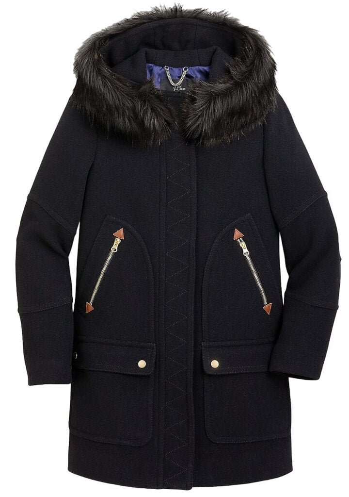 J.Crew Womens Chateau Parka Italian Wool Black Jacket - Size 2