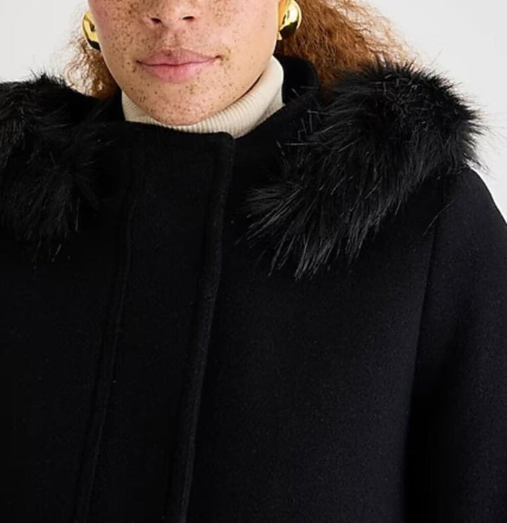 J.Crew Womens Chateau Parka Italian Wool Black Jacket - Size 2