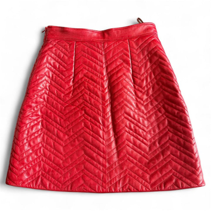 Gucci Quilted GG-Detail Leather Mini Skirt - Size 40