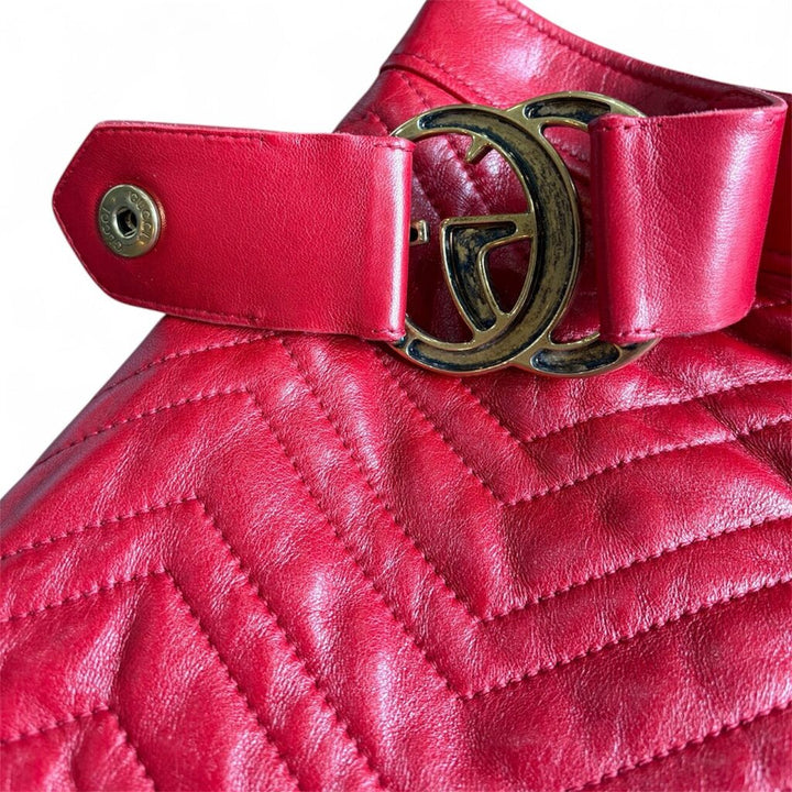 Gucci Quilted GG-Detail Leather Mini Skirt - Size 40