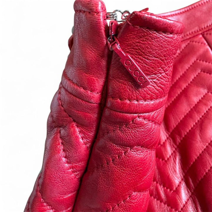 Gucci Quilted GG-Detail Leather Mini Skirt - Size 40